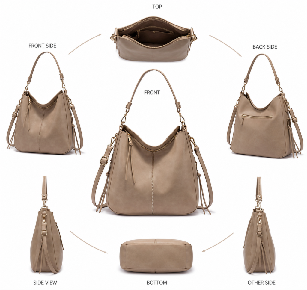 Hobo crossbody bag for women in anti-scratch PU leather with adjustable shoulder strap and spacious compartments.