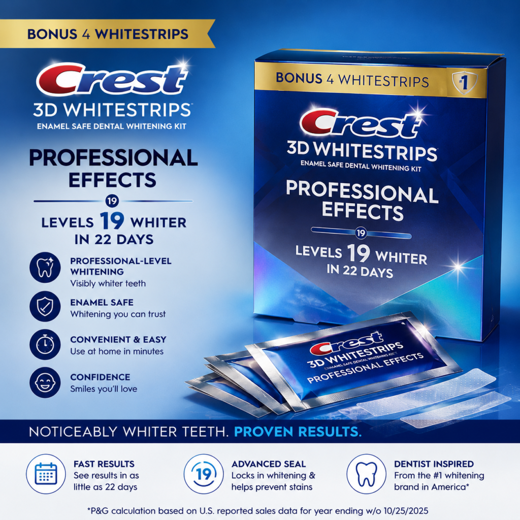 Crest 3D Whitestrips Professional Effects teeth whitening kit with whitening strips for convenient at-home smile whitening