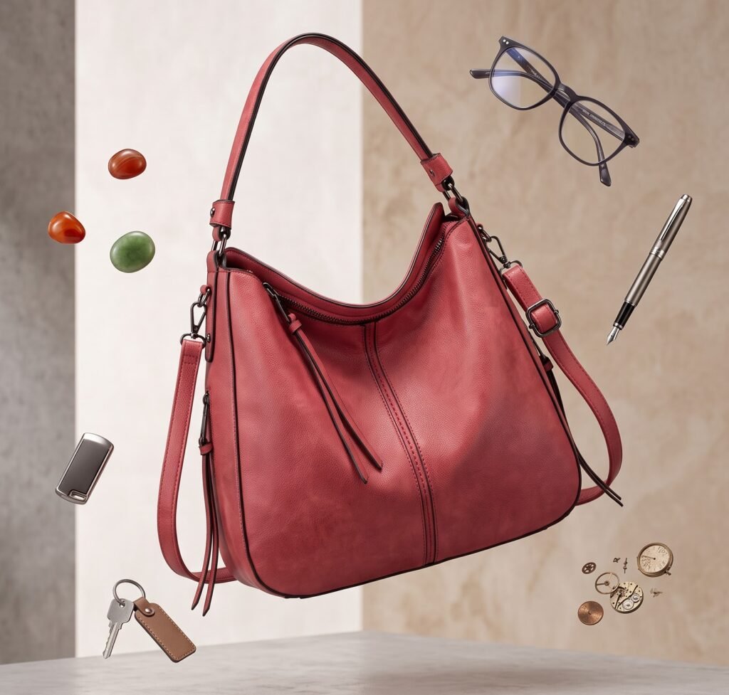 Hobo crossbody bag for women in anti-scratch PU leather with adjustable shoulder strap and spacious compartments.