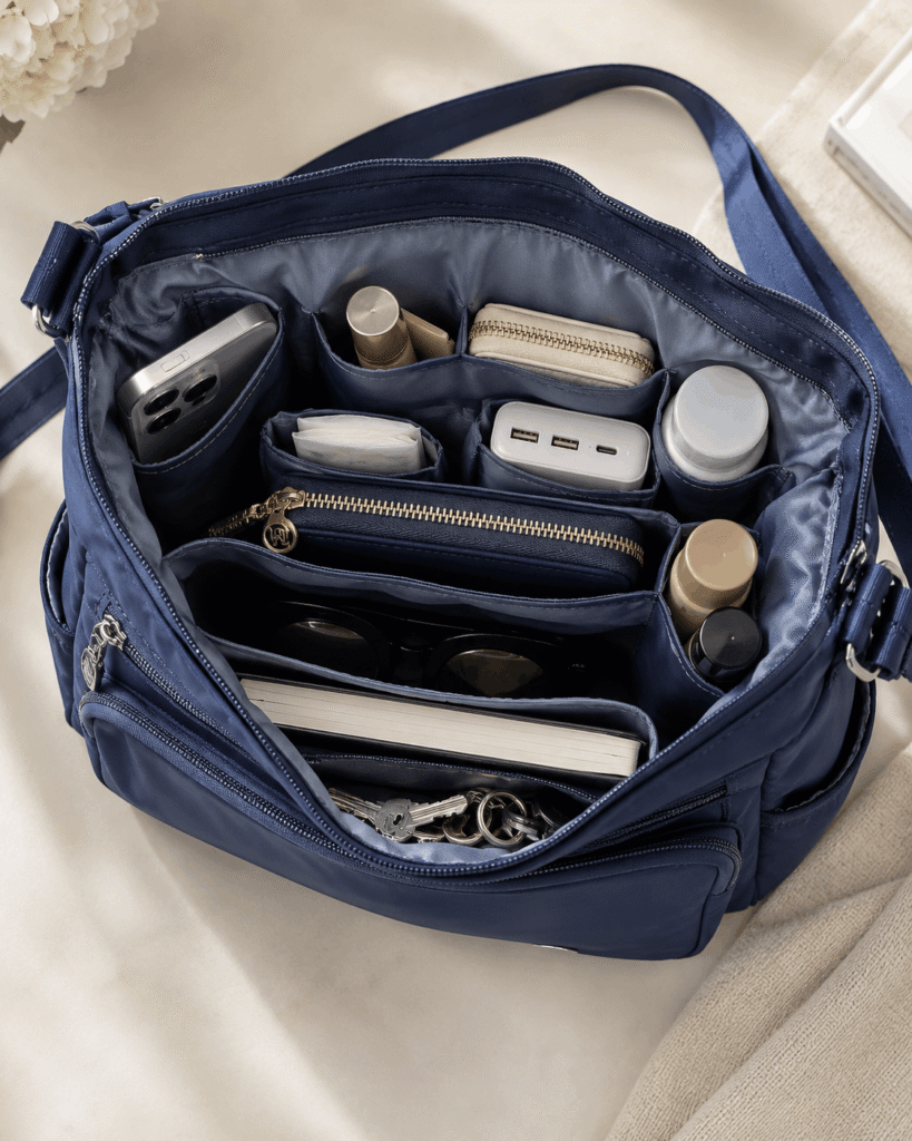 Women’s Multi-Pocket Nylon Handbag for Everyday Organization
Navy blue women’s multi-pocket nylon handbag with spacious compartments for phone, wallet, cosmetics, sunglasses, keys and everyday essentials.
Stay organized in style with a lightweight multi-pocket nylon handbag designed to keep everyday essentials neatly separated and easy to find.
#WomensHandbag #MultiPocketBag #NylonHandbag #EverydayBag #TravelBag #CrossbodyBag #HandbagStyle #BagOrganization #WomensAccessories #FashionFinds #EverydayEssentials #SmartShopping
