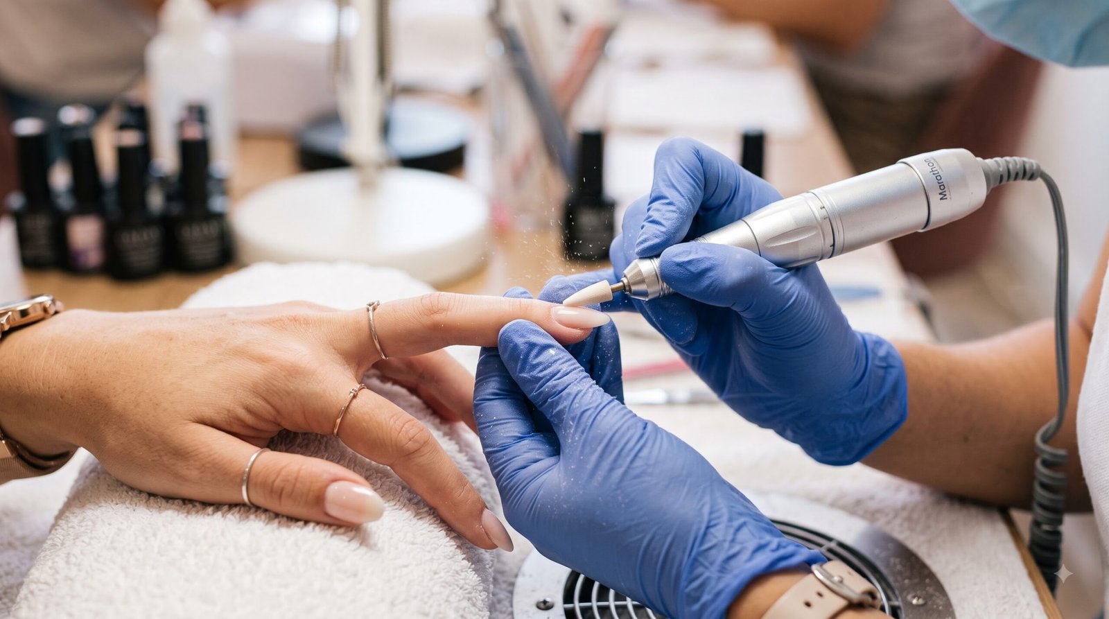 Technician working on nail