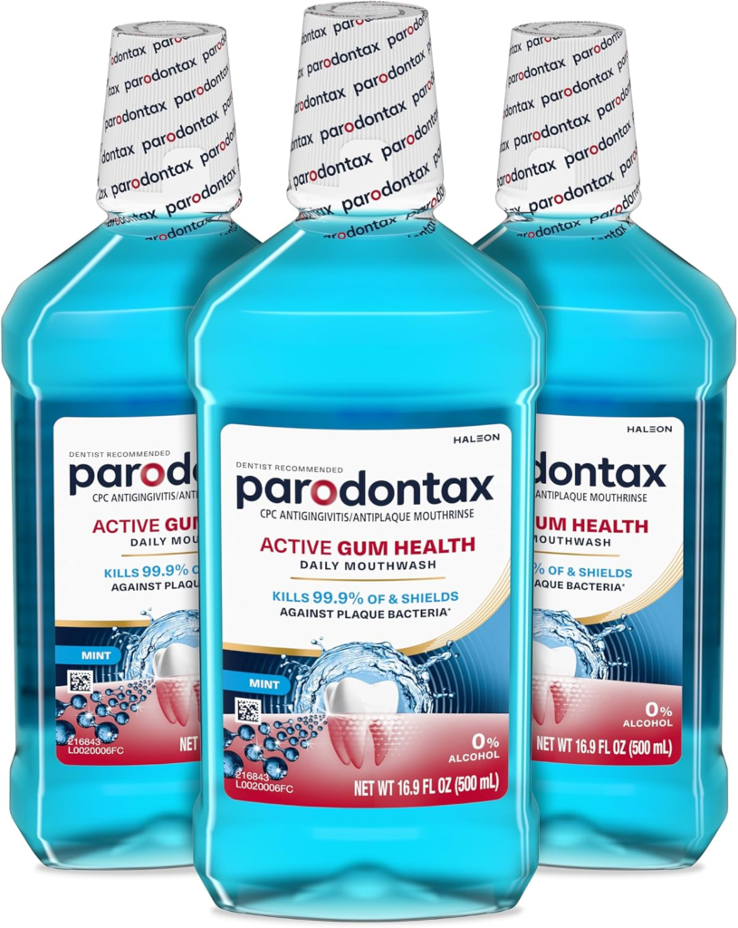 Parodontax Active Gum Health Daily Mouthwash bottles for daily oral care and gum health