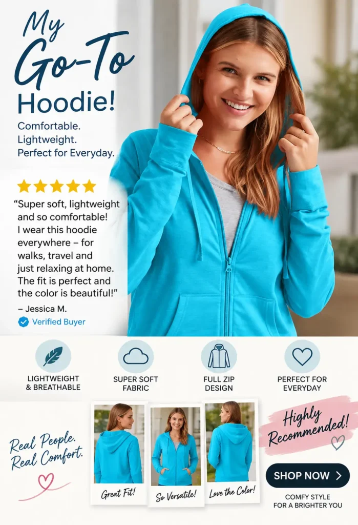 Hanes Womens Slub Knit Full-Zip Hoodie