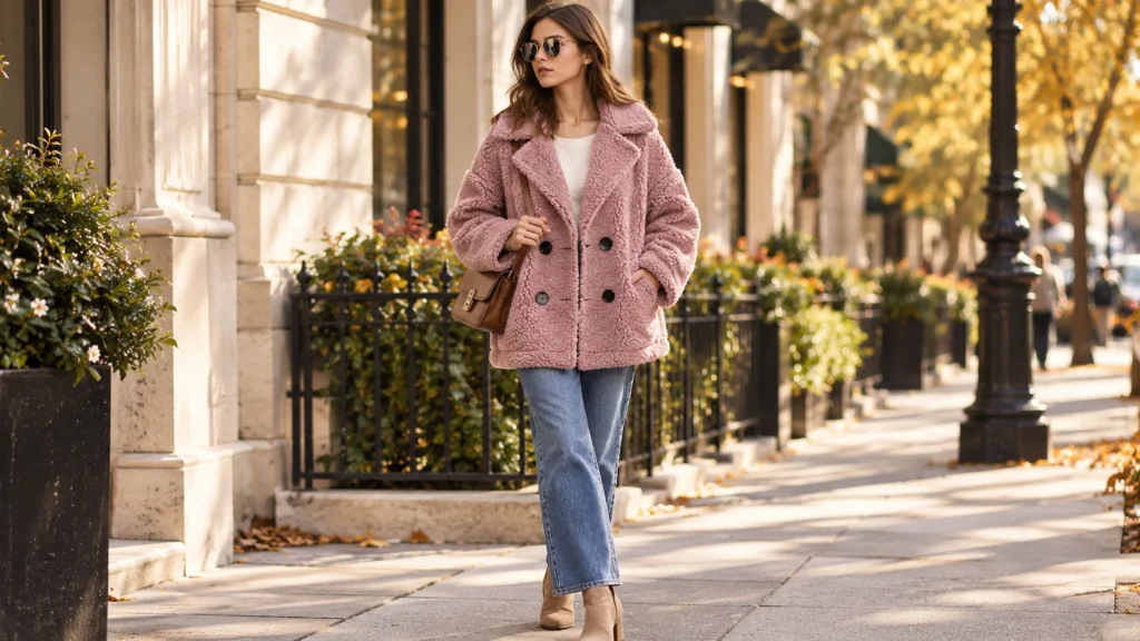 sherpa coat outfit ideas